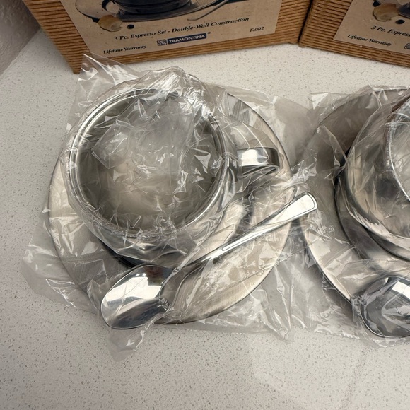 Set of 2 Vintage Stainless Steel Espresso Sets 1990s Coffee - Picture 5 of 11